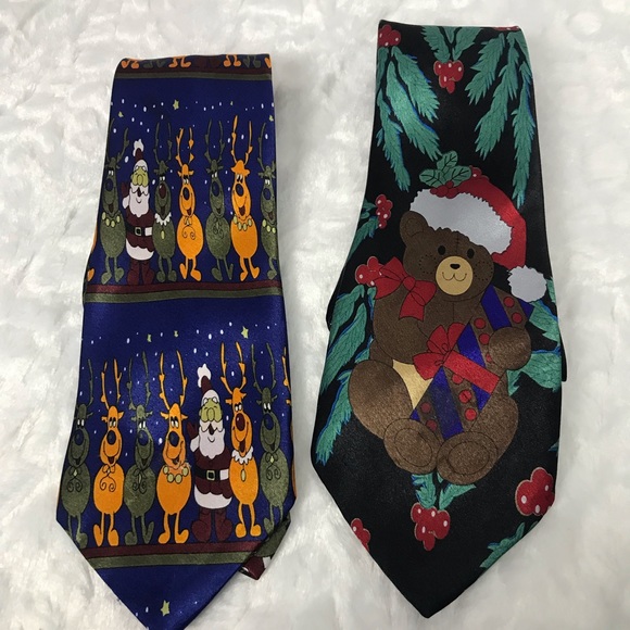 2 Christmas ties. Teddy Bear & Santa reindeers - Picture 4 of 4
